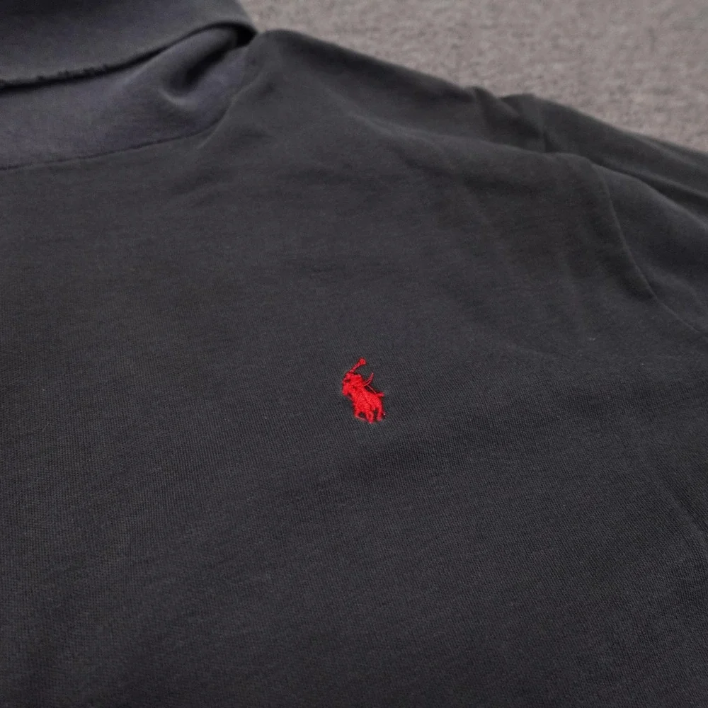 Vintage Polo Ralph Lauren Shirt Mens Large Black Turtleneck Tee Made USA